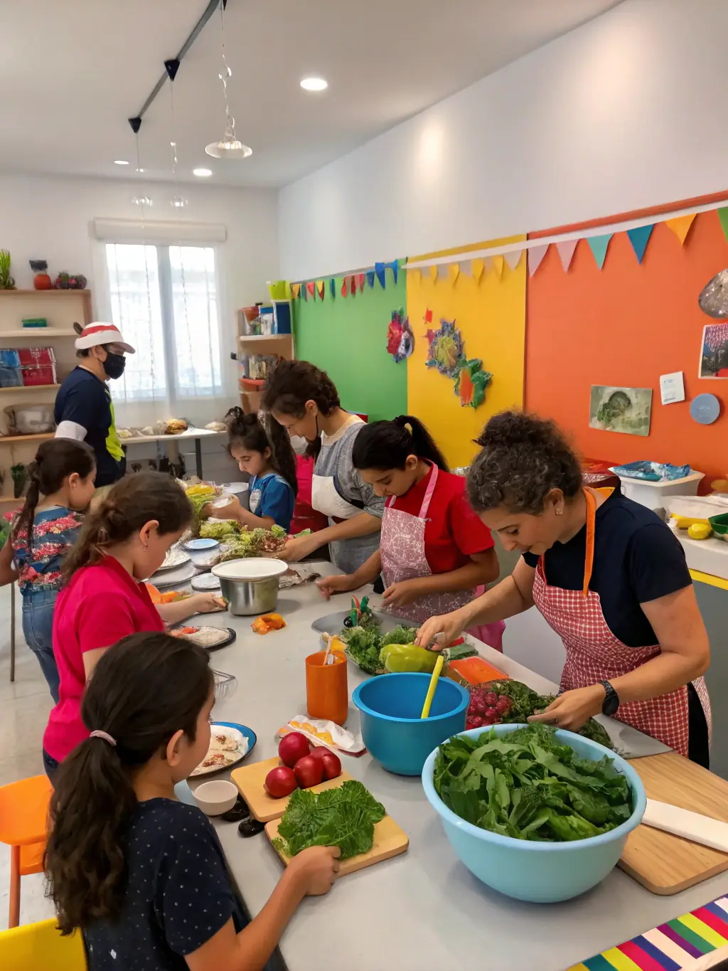 A dynamic shot of a workshop session at the Soupxe conference, where participants are actively involved in a hands-on culinary demonstration.