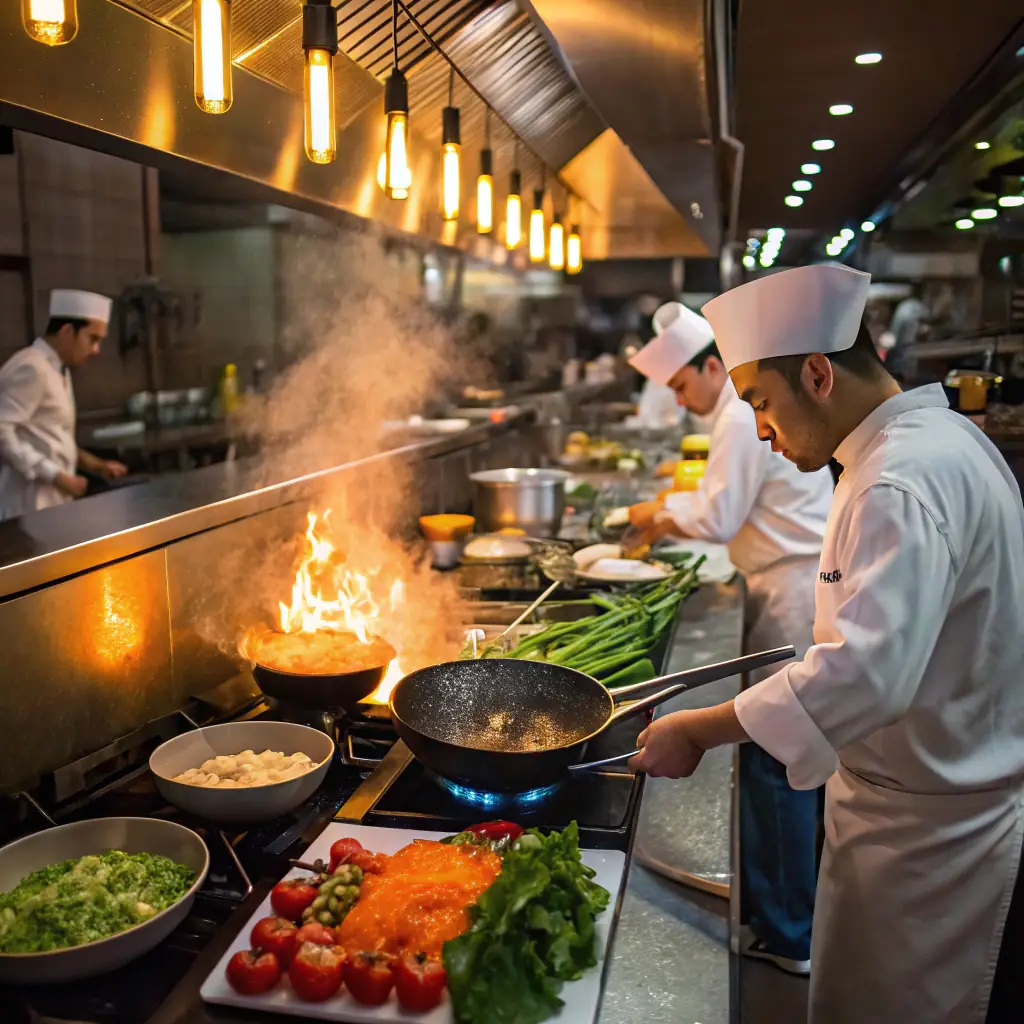 Logo of a culinary training institute, displaying chefs and cooking utensils.