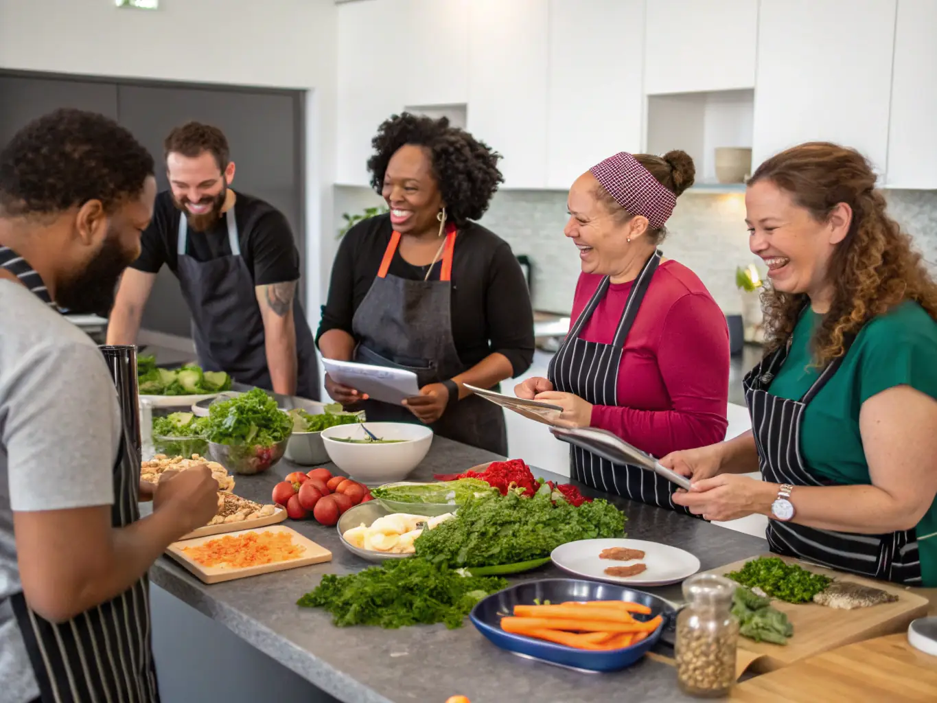 A vibrant image showcasing attendees actively participating in a hands-on culinary workshop at the soupxe.site conference, highlighting practical learning and skill development.